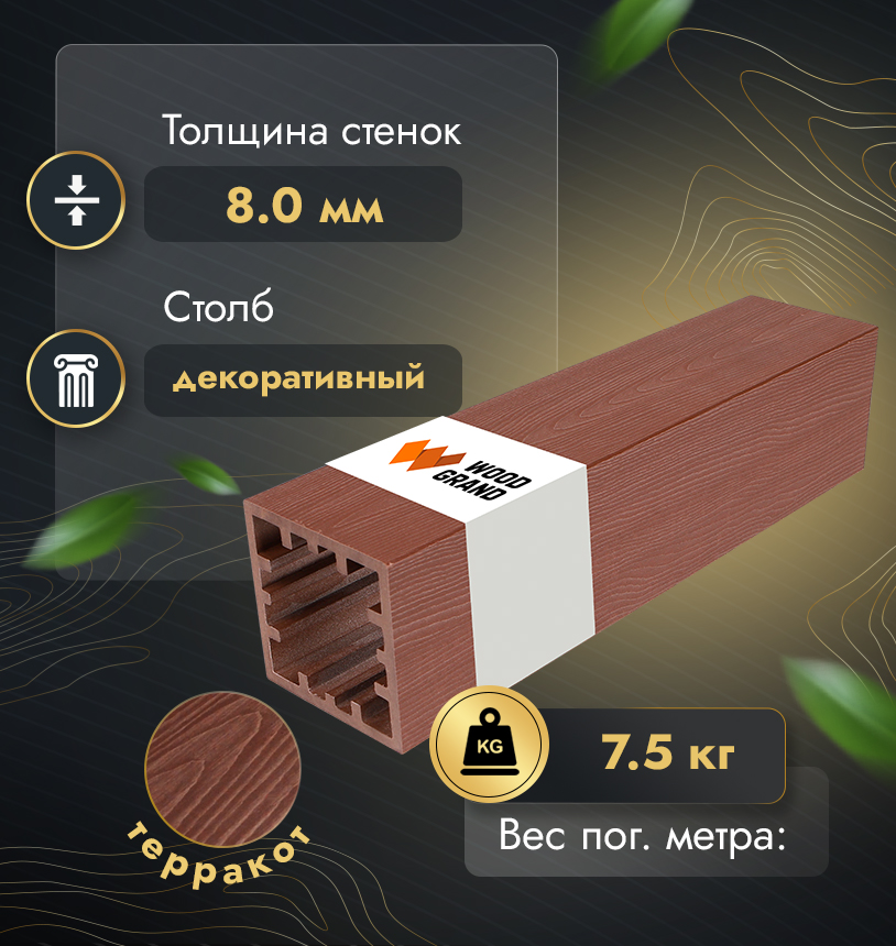 Столб 120*120 мм с тиснением (МПК) - Венге