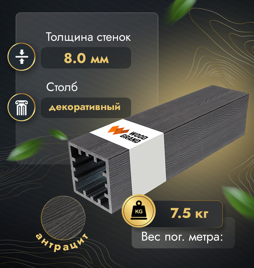 Столб 120*120 мм с тиснением (МПК) - Венге